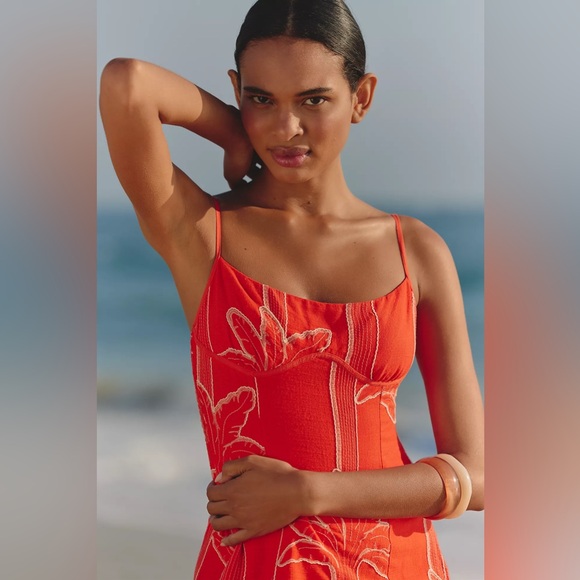 Maaji Lupine Embroidered Linen Midi Dress, Size Large, $252 - Picture 5 of 14